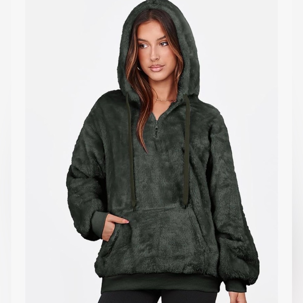 Hoodie sheep’s Cozy Fleece Hoodie - Dark green. 3x (runs smaller)